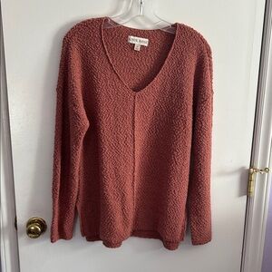 Knox Rose Women's V-Neck Sweater in Terra Cotta